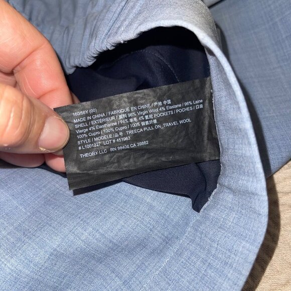 Theory Womens Pants Size 00 Blue Pull On Slim Fit Mid Rise Cropped Straight Leg - Picture 5 of 8